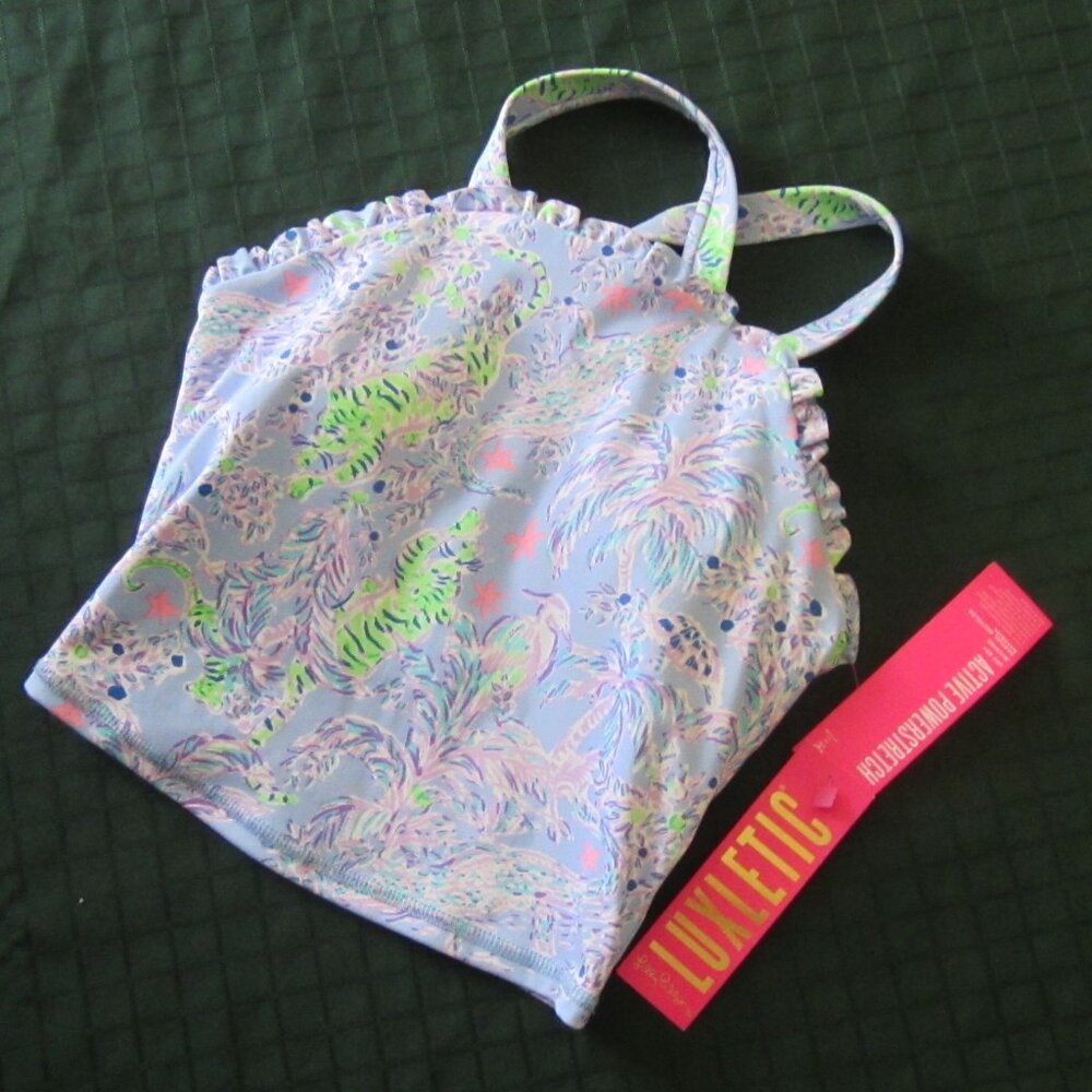 NWT LILLY PULITZER Women's Letitia Bra Tank UPF 5 XXS Blue Peri Removable Pads